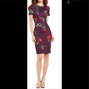 Calvin Klein Floral-Print Puff-Sleeve Sheath Dress size 10